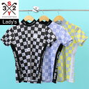 送料無料 SY32 by SWEET YEARS GOLF ゴルフウェア レディース モックネックシャツ ハイネック トップス ポロシャツ 半袖 ロゴ総柄 ブラ...