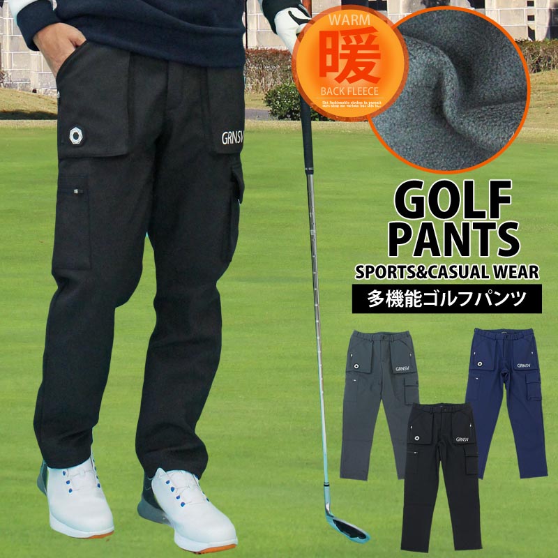 送料無料 ゴルフパンツ メンズ ゴルフウェア GIORNO SEVEN ジョルノセブン 多機能ポケット 裏暖かいフリース ストレッチ ウエストゴム ボトムス ロゴ 秋冬 おしゃれ ブランド