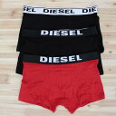 送料無料 DIESEL ディーゼル 3P 3枚セット ボクサーパンツ トランクス 下着 アンダーウェア おしゃれ かっこいい ロゴ ブランド 無地 黒 グレー レッド ブルー 定番 人気 安い プチプラ おすすめ 00CKY3 RIAYC E4101 E5035 E5036 E5037メンズ プレゼント ギフト MC