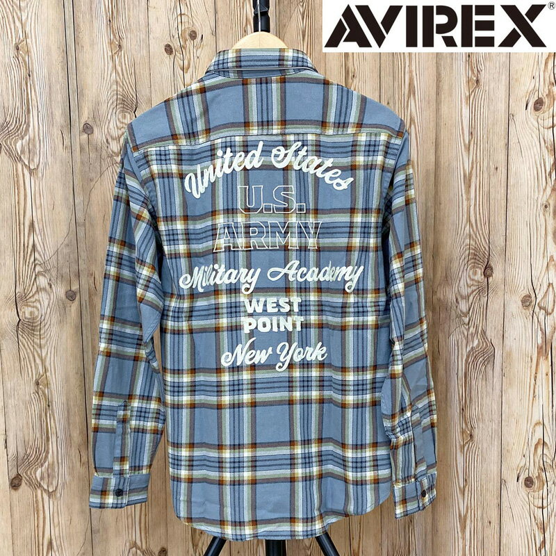 送料無料 AVIREX アヴィレックス CHECK EMBROIDERED SHIRT チェックシャツ エンブロイデリー シャツ コットン 刺繍 長袖シャツ トップス 長袖トップス メンズ ブランド MC