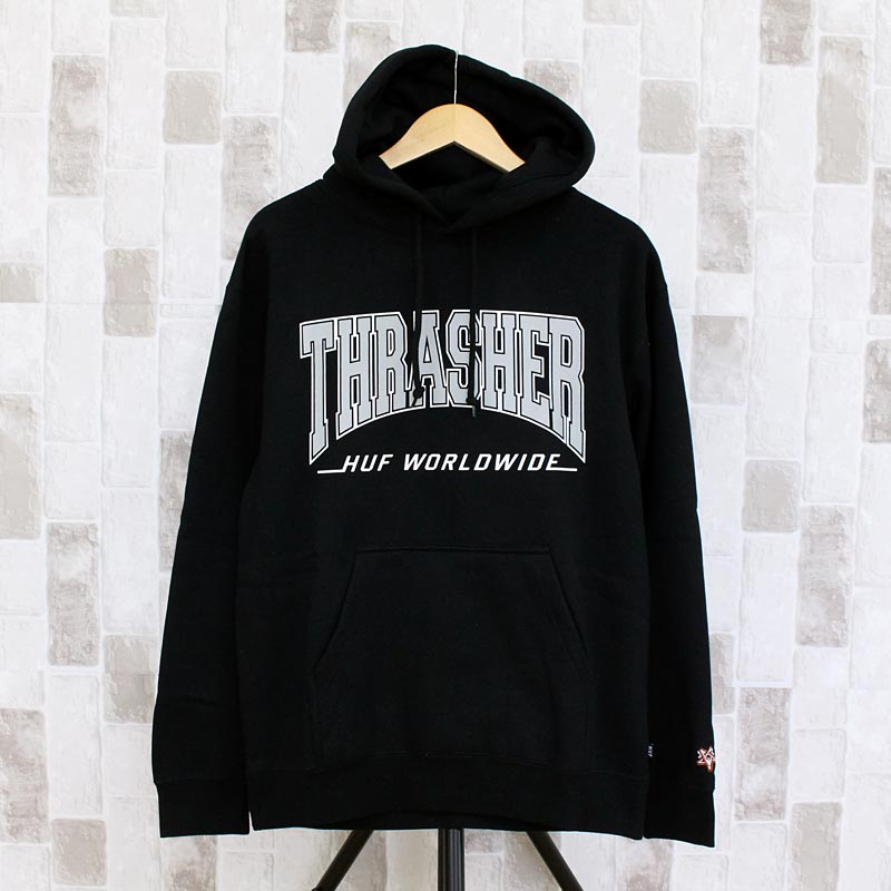  HUF HUF nt HUFxTHRASHER xCr[vI[o[t[fB BAYVIEW P/O HOODIE BLACK p[J[ gbvX   ʔ  MC