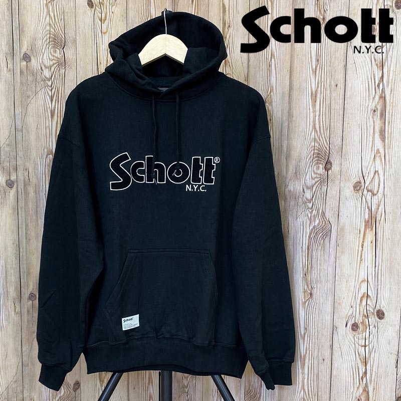 送料無料 Schott ショット HOODED SWEAT SHENEEL LOGO シニールロゴ パーカー スウェット メンズ 782-3231001 MC