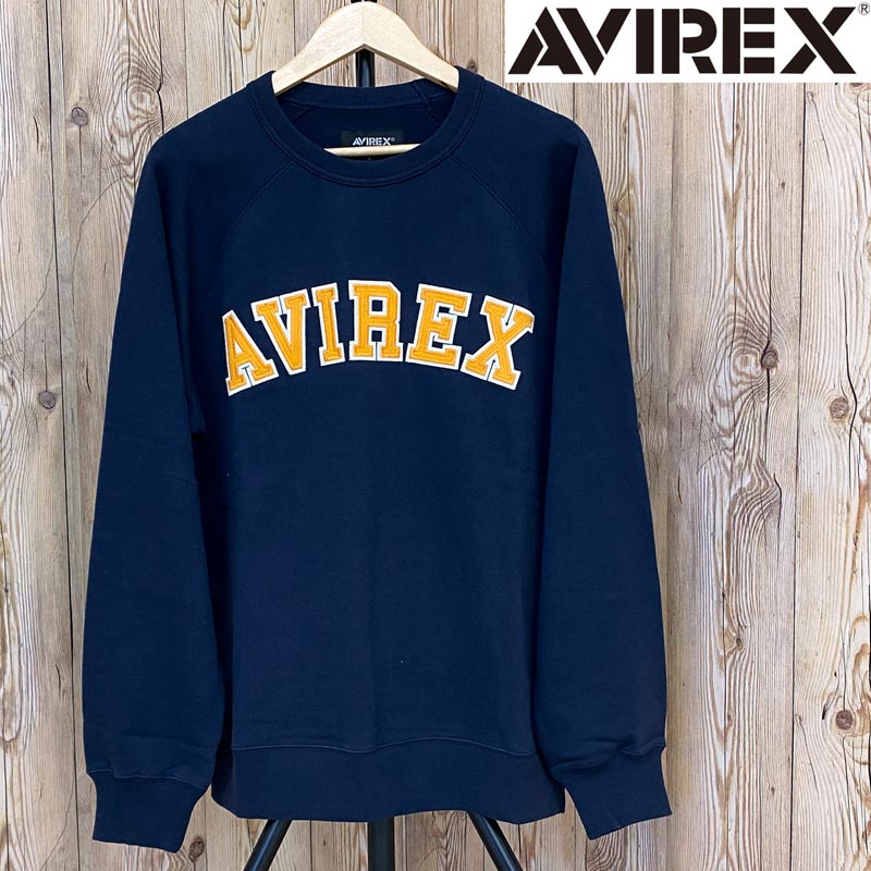 送料無料 AVIREX アヴィレックス LOGO PATCH CREW SWEAT クルーネック スウェット トレーナー アビレックス トップス 長袖 メンズ ブランド MC