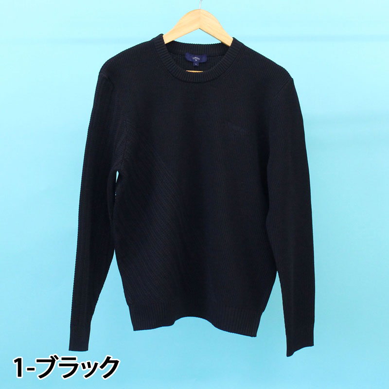 送料無料 Callaway キャロウェイアパレル ゴルフウェア メンズ ニットセーター 編地変化 トップス 長袖 クルーネック ブランド おしゃれ 秋冬