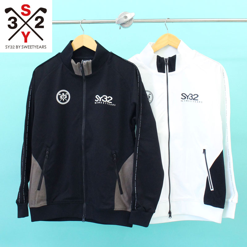 送料無料 SY32 by SWEET YEARS ゴルフウェア メンズ ジャケットブルゾン ジップアップ スウェット 切替 ロゴ ブランド おしゃれ 秋冬