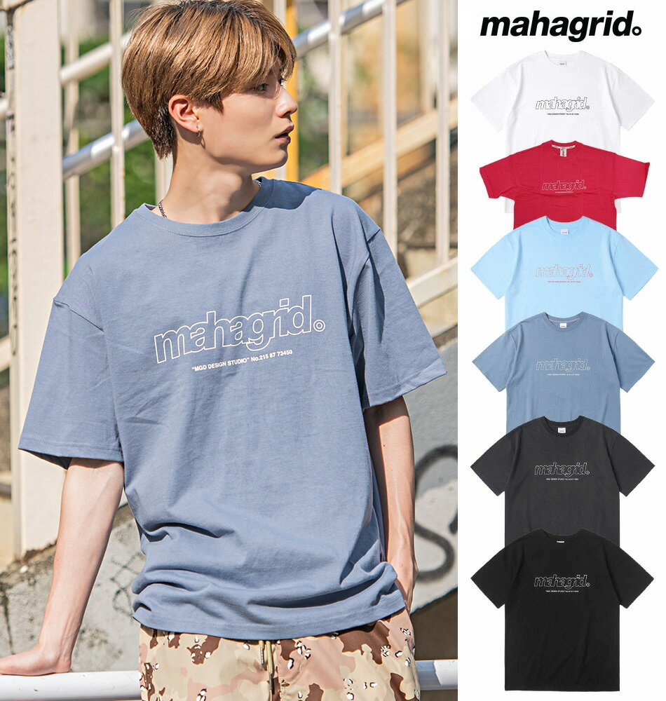 mahagrid マハグリッド 正規品 サードロゴTEE/全6色韓国ブランド 韓国ファッション Tシャツ 半袖Tシャツ クルーネック 定番 トップス カジュアル メンズ レディース ユニセックス