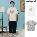 mahagrid マハグリッド 正規品 INFLUENCER FRIENDS Tシャツ /全2色韓国 韓国ブランド 韓国ファッション トップス Tシャツ ロゴ 半袖 ユニセックス メンズ レディース アニマル