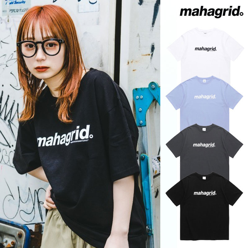 mahagrid マハグリッド 正規品 ベーシックロゴTEE/全4色【あす楽対応】韓国ブランド 韓国ファッション Tシャツ 半袖Tシャツ クルーネック 定番 トップス カジュアル メンズ レディース ユニセックス ブラック ホワイト グレー チャコール ブルー 白 黒 シンプル