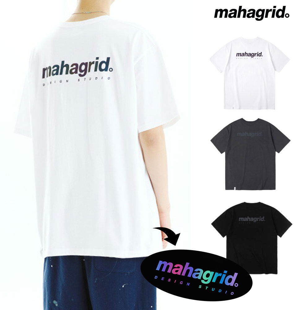 mahagrid マハグリッド 正規品 リフレクティブロゴTEE/全3色【あす楽対応】韓国ブランド 韓国ファッション Tシャツ 半袖Tシャツ クルーネック 定番 トップス カジュアル メンズ レディース ユニセックス