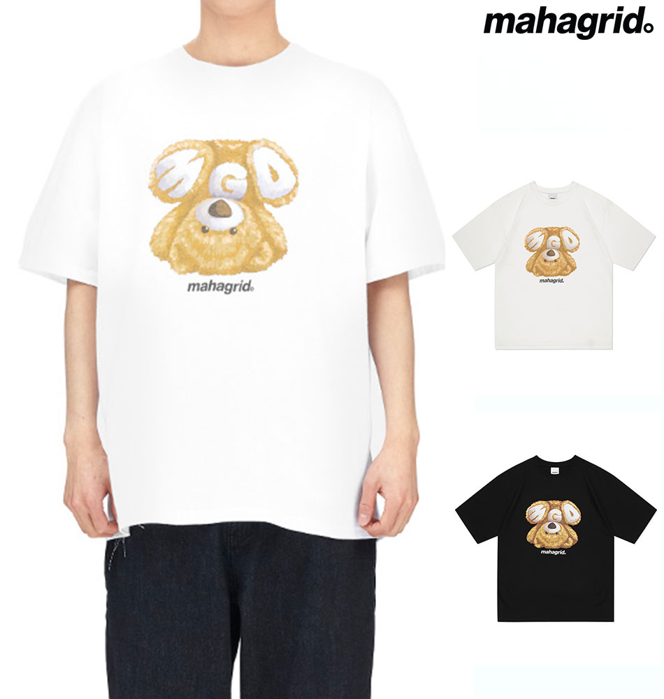 mahagrid マハグリッド 正規品 ベア TEE/全2色 韓国ブランド 韓国ファッション Tシャツ 半袖Tシャツ クルーネック 定番 トップス カジュアル メンズ レディース ユニセックス