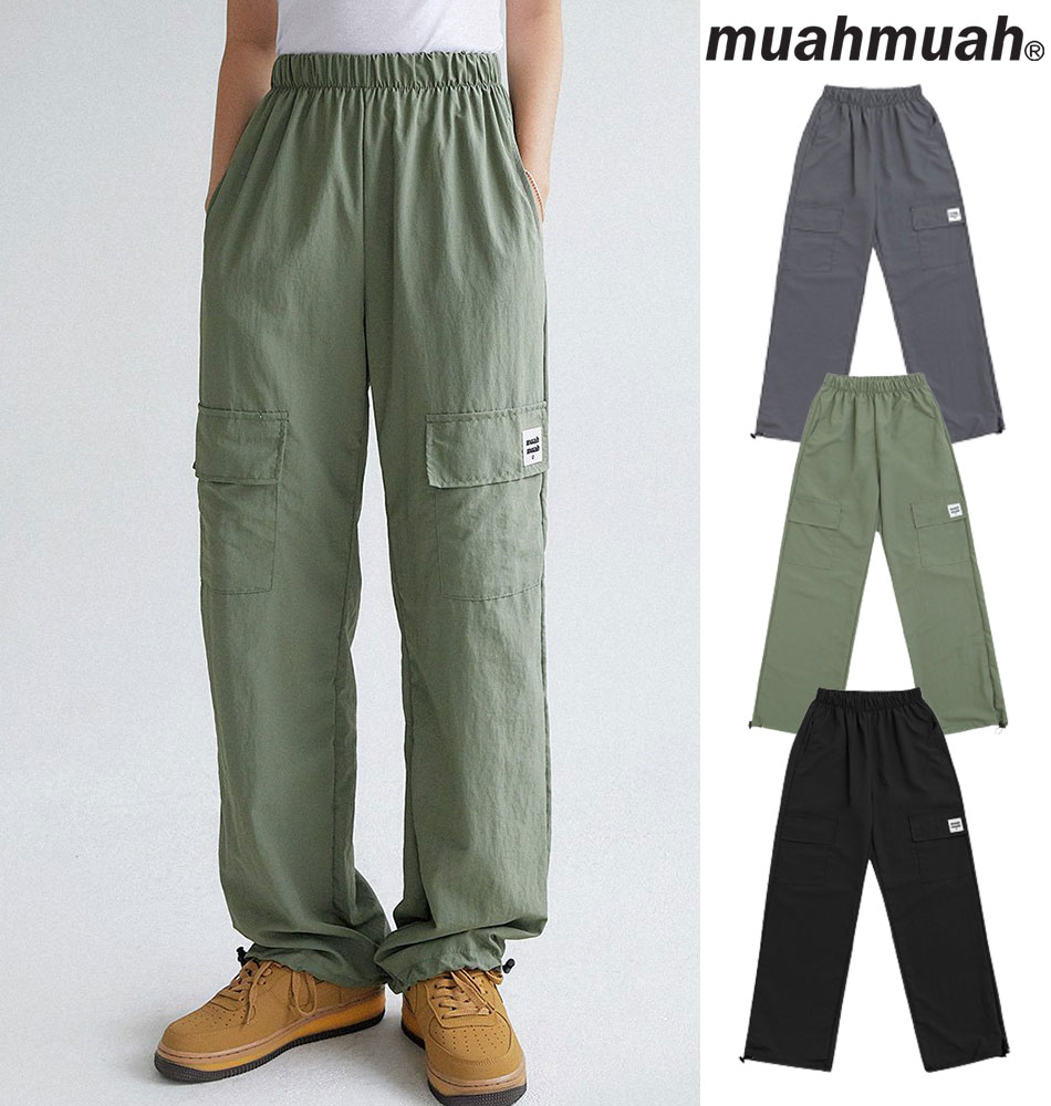 楽天DAESE TOKYO by Agemmuahmuah ムーアムーア 正規品 クーリングカーゴ パンツ MUAH COOLING CARCO BANDING PANTS/全2色【あす楽対応】ワークパンツ カモパンツ レディース 韓国ブランド 韓国ファッション リラックス 無地 カジュアル カーキ グレー ストリート ボトムス