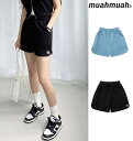 muahmuah ムーアムーア 正規品 KNIT BANDING SHORT PANTS/全2色【あす楽対応】 ショートパンツ レディース ショーパン ホットパンツ ルームウェア ズボン ボトムス ウエストゴム 楽ちん ブラック ブルー 黒 服 韓国ブランド 韓国ファッション