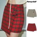 NASTY FANCY CLUB ナスティーファンシークラブ チェックラップ SKT CHECK BUCKLE WRAP SKIRT/全2色 韓国ブランド 韓国ファッション スカート ミニスカート レディース ラップスカート 黒 ブラック Y2K ナスティーファンシークラブ 正規品