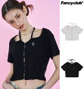 NASTY FANCY CLUB ナスティーファンシークラブ 正規品 TWIDDLE HALTER CROP/ホルタークロップ/全2色韓国ブランド 韓国ファッション レディース 半袖 オフショル Tシャツ クロップド丈 へそ出し 短め 服 夏 Y2K 肩だし