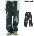 即納 【正規品】NASTY FANCY CLUB ナスティーファンシークラブ プリントパンツ VLINDER PRINTED PANTS/全1色【あす楽対応】韓国ブランド 韓国ファッション デニムパンツ レディース ワイドパンツ ジーンズ ジーパン レディース 蝶 バタフライ ストリート Y2K ボトムス