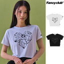 NASTY FANCY CLUB HEART BUTTERFLY CROP TEE ナスティーファンシークラブ ハートバタフライクロップT/全2色 韓国ブランド 韓国ファッション 半袖tシャツ ティーシャツ レディース トップス カジュアル 服 Y2K バタフライTシャツ クロップド丈 へそ出し 短め 蝶々