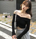 DAESE SELECT デセセレクト オフショルダートップス/全3色 韓国系 韓国ファッション Tシャツ レディース オフショル トップス 肩出し 薄手 無地 ホワイト ブラック ピンク 黒 シンプル Y2K 春 夏 秋