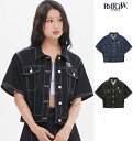 ROMANTICCROWN ロマンティッククラウン 正規品 WOMANS DENIM JACKET/全2色 【あす楽対応】韓国ブランド 韓国ファッション デニムジャケット 半袖 レディース ジャケット 羽織 春夏 ブルー ブラック