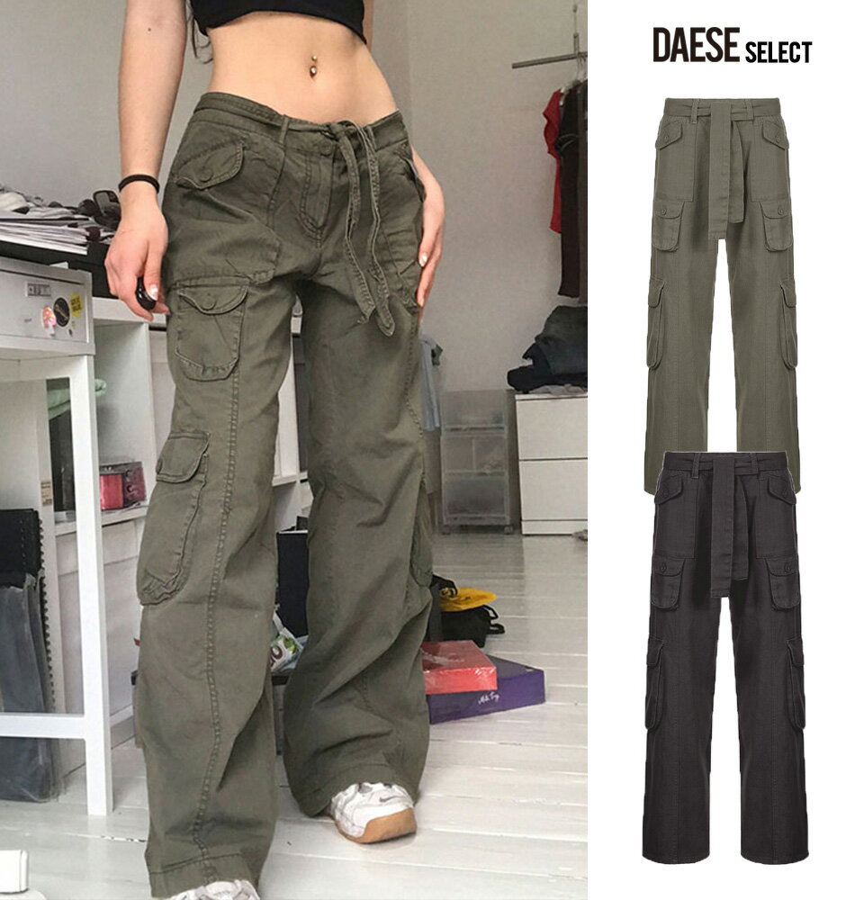 DAESE SELECT デセセレクト カーゴパンツ/全2色 【あす楽対応】 レディース ユニセックス ワークパンツ　カモパンツ ボトムス 無地 秋 冬 春 夏 韓国系 韓国ファッション カーキ チャコール 黒 ブラックストリート カジュアル