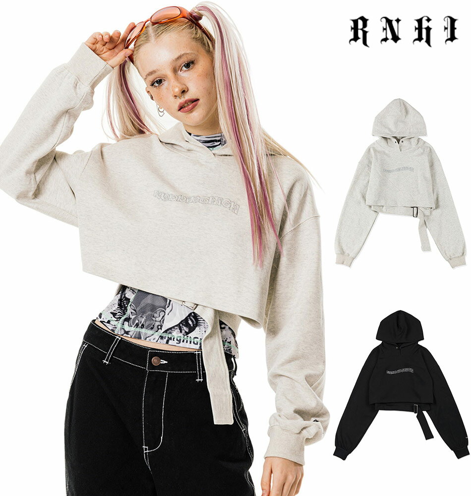 runningHIGH ランニングハイ 正規品 GLITTER LOGO BELTED CROP HOODIE グリッターロゴベルトクロップ フーディー/全2色 クロップド丈 フード スウェット ショート丈 へそ出し 韓国ブランド 韓国ファッション 韓国系