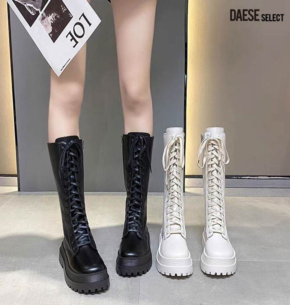 DAESE SELECT デセセレクト レースアップブーツ/全2色 韓国系 韓国ファッション 靴 ブーツ 編み上げブーツ レディース ストリート 厚底 Y2K 1