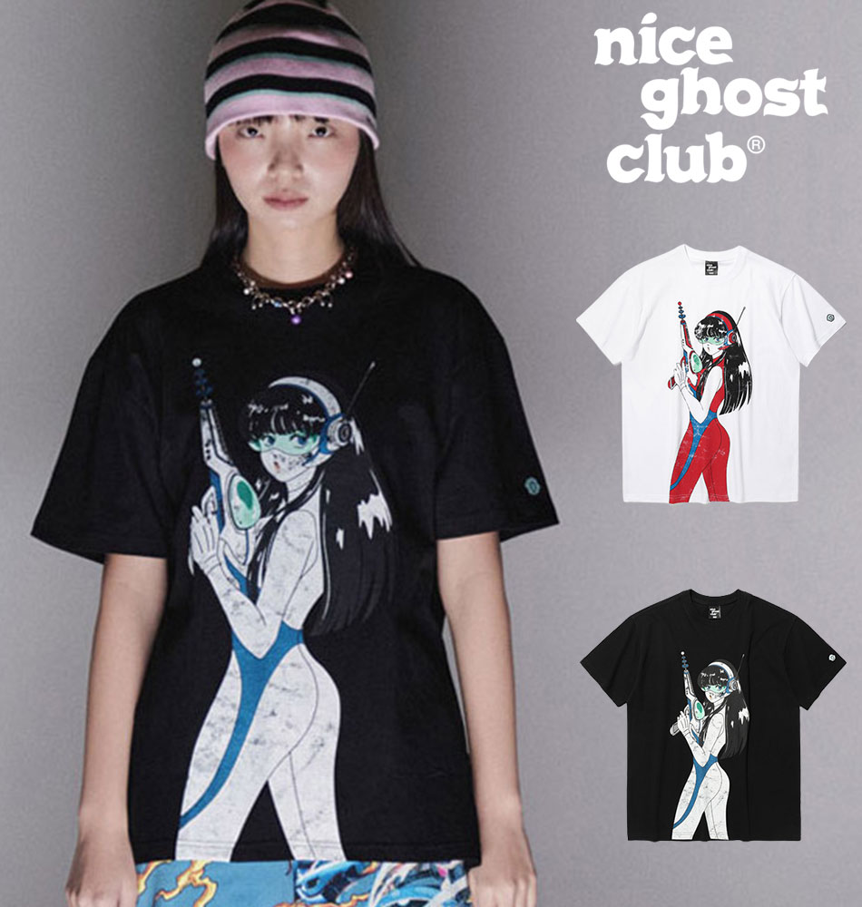 NICE GHOST CLUB ナイスゴーストクラブ 正規品 フューチャーガールTEE FUTURE GIRL TEE/全2色韓国ブランド 韓国ファッション Tシャツ 半袖 半袖Tシャツ クルーネック レディース メンズ ユニセックス 白T ロゴ カジュアル ストリート 即納