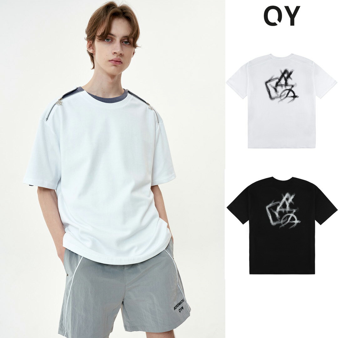 OY オーワイ 正規品 スモークトリプルロゴジップ Tシャツ /全2色韓国 韓国ファッション 韓国ブランド トップス Tシャツ ロゴ 半袖 ユニセックス メンズ レディース ストリート