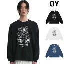 OY オーワイ PUZZLE ODOLLY LONG SLEEVE パズルオードリー長袖Tシャツ/全3色 韓国ブランド 韓国ファッション トップス カットソー ロンT ロンティー オードリー ベア クマ くま ロゴ ユニセックス メンズ レディース ストリート 黒 白 ブラック ホワイト ブルー 水色 秋冬春