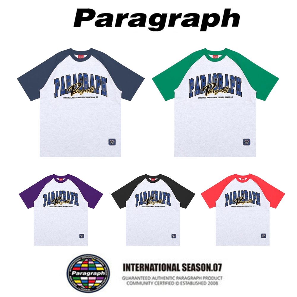 即納 Paragraph パラグラフ 正規品 Raglan sleeve Arch logo T-shirt/全5色【あす楽対応】 Tシャツ 半袖 メンズ レディース ラグラン ユニセックス ストリート アーチロゴ 韓国ブランド 韓国ファッション 春 夏