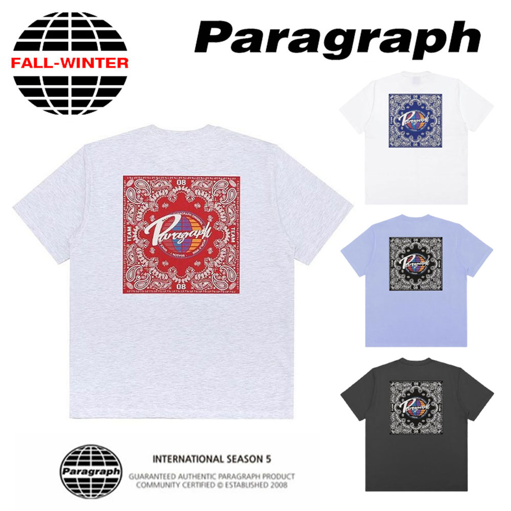 即納 Paragraph パラグラフ 正規品 Bandana design Brand Logo T-shirt 半袖Tシャツ/全4色 韓国ブランド 韓国ファッション Tシャツ 半袖 半袖Tシャツ メンズ レディース ユニセックス 新作