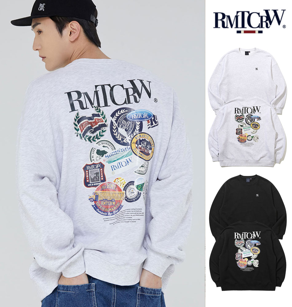 [即納]【正規品】ROMANTICCROWN ロマンティッククラウン ラベルスウェット RMTCRW LABEL SWEAT SHIRT/全2色 韓国ブランド 韓国ファッシ..