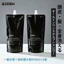 ★詰め替え2個セット★ ZIGEN オールインワン メンズ スカルプ シャンプー 全身シャンプー 頭皮 髪 全身 石鹸 無添加 フケ かゆみ 薄毛 ハリ コシ スカルプケア 頭皮ケア ボディソープ 加齢臭 臭い 頭皮環境正常化 男性 ジゲン 940ml