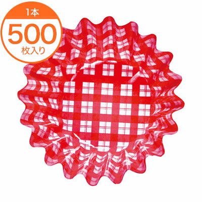 【紙ケース】　VIVIDケース　丸型8号　チェック赤　500入　1本
