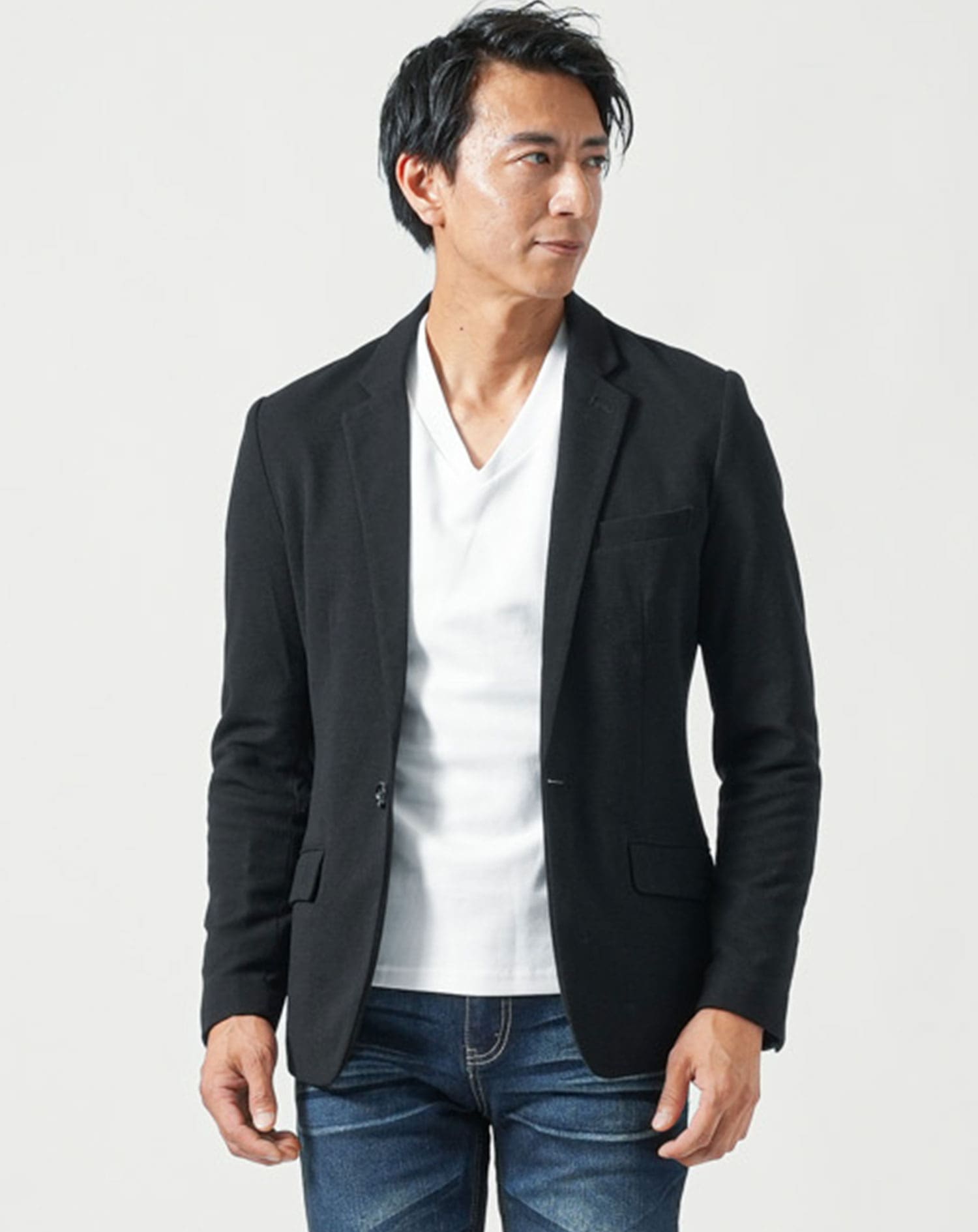 マネキン買い メンズ 秋 秋服 上下セット 全身セット コーデセット コーデ 全身 セット ジャケット 40代 50代 ファッション メンズファッション ちょいワル ちょいワルファッション イケオジ テーラードジャケット vネック カットソー ジーンズ アウター インナー