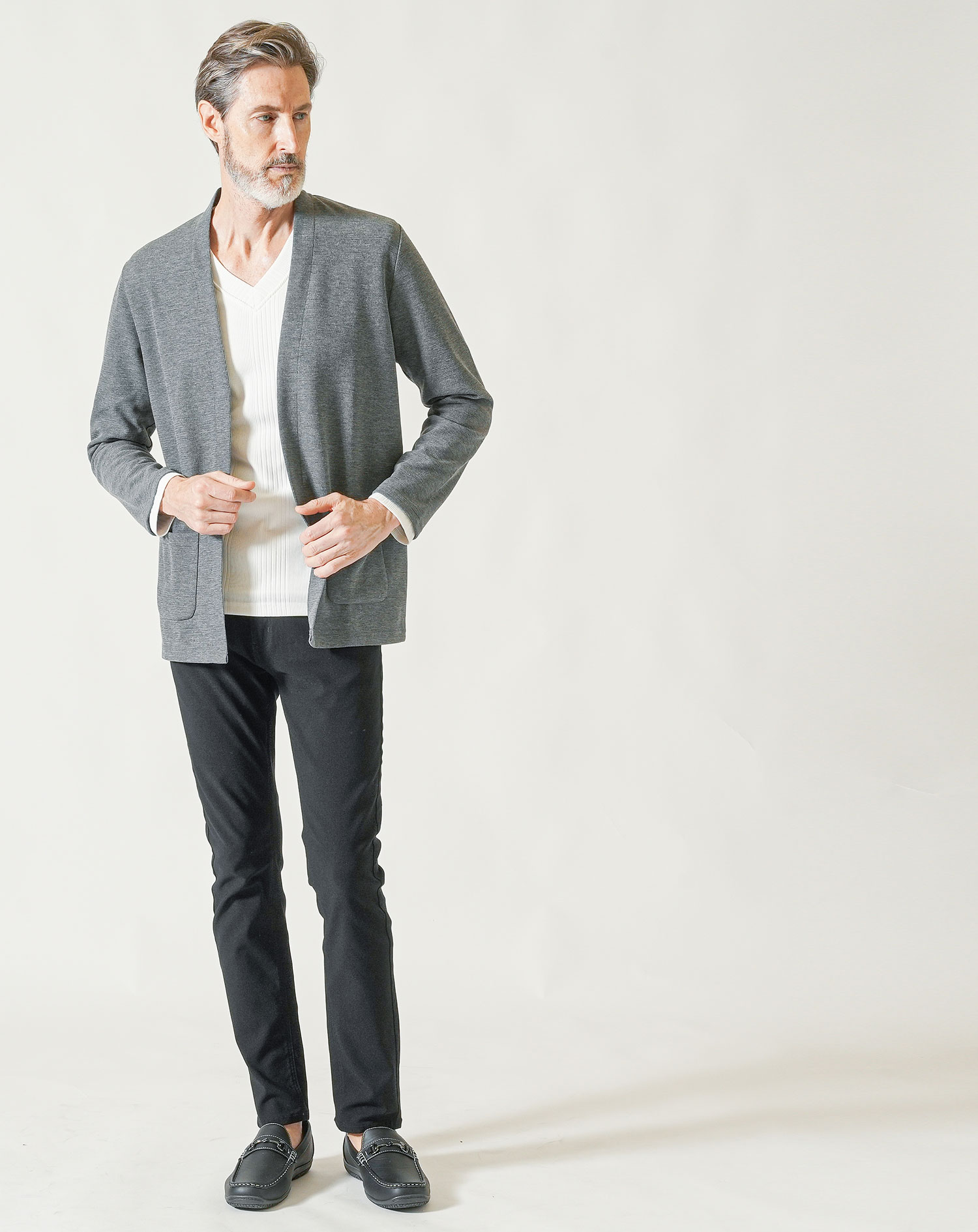 60代ファッション 男性 シニア 秋 秋服 メンズ 3点セット コーデセット 長袖 カーディガン vネックtシャツ テーパードパンツ メンズファッション 40代 50代 menz-style-10033137 MENZ-STYLE メンズスタイル サンプル画像2