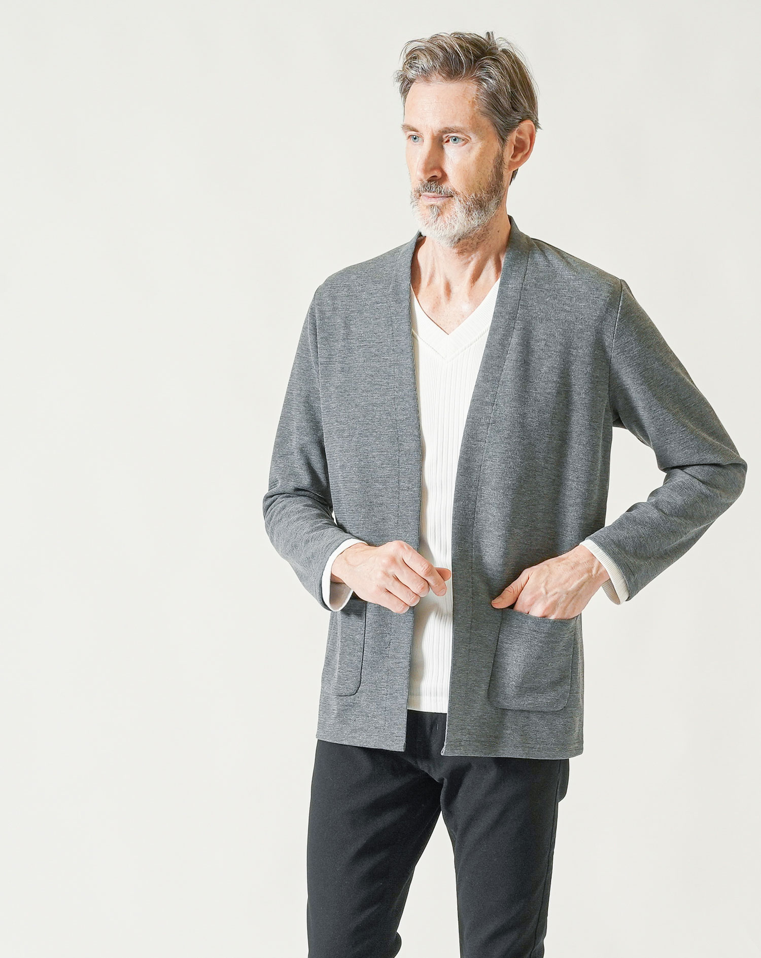 60代ファッション 男性 シニア 秋 秋服 メンズ 3点セット コーデセット 長袖 カーディガン vネックtシャツ テーパードパンツ メンズファッション 40代 50代 menz-style-10033137 MENZ-STYLE メンズスタイル サンプル画像3