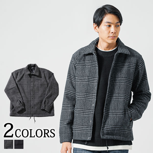 ジャケット メンズ 秋 秋冬 冬 メンズジャケット 30代 40代 50代 チェックジャケット コーチジャケット アウター メルトン 裏地 軽量 長袖 服 メンズファッション MENZ-STYLE