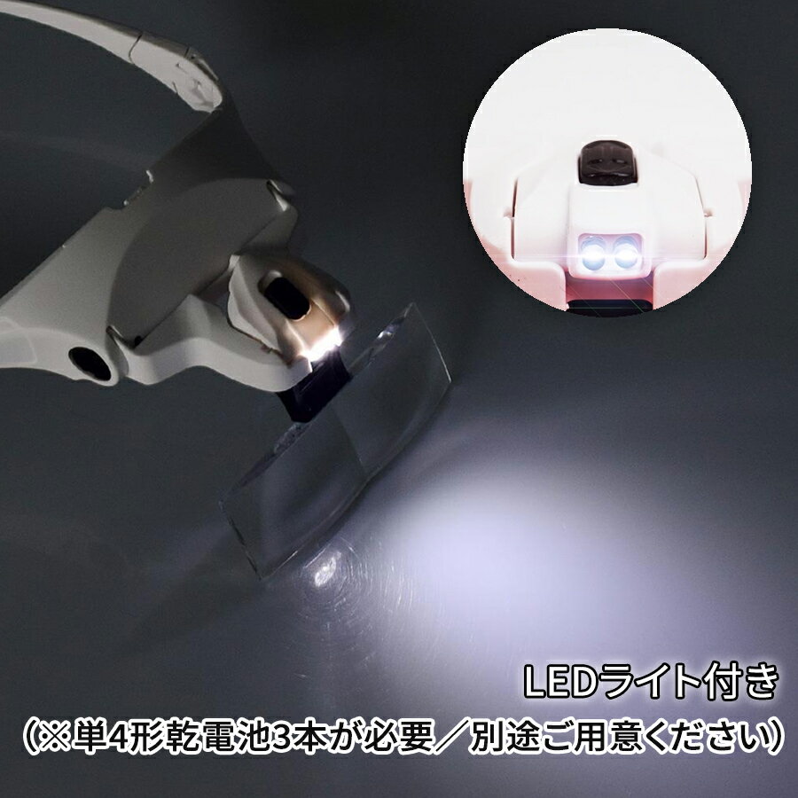 在庫有 最短当日発送 めがね型ヘッド ルーペ 5レンズ交換調節 LED付 メガネゴムバンド両用 2way 拡大鏡 拡大眼鏡 読書 編み物 刺繍・裁縫・ビーズ細工に介護・在宅看護時の確認用途に 【在庫限り】送料無料 md