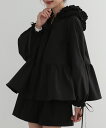 フリルフードペプラムパーカーJKT 裾フレア ペプラム フードパーカー パーカー ジャケット アウター レディース 秋 冬【m728】【予約販売：2024年5月10日までに発送】【送料無料】メ込