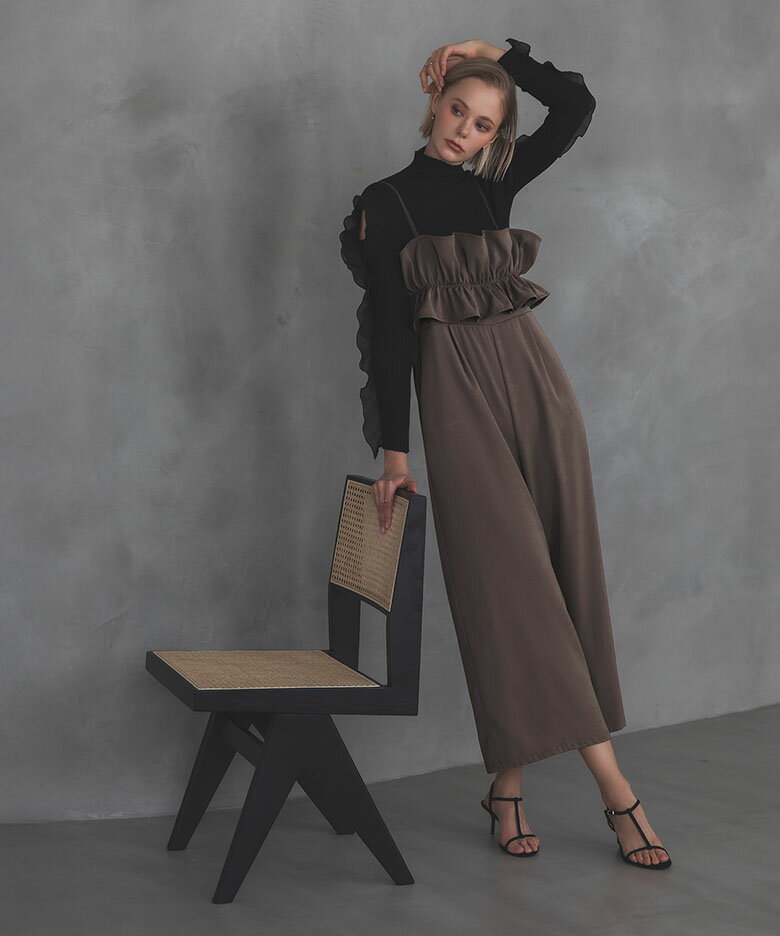 10/29 14:00～発売■トップフリルサロペットパンツ パンツ ボトムス レディース 秋【m865】【予約販売：2025年11月18日まで順次発送】【送料無料】メ込