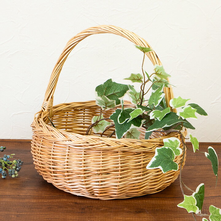 樂天商城 - ぽってりかわいいワンハンドルバスケット /柳 ウィロー ワンハンドル ピクニックバスケット ランチ おしゃピク おしゃれ 北欧 編みかご 籐 かごバッグ カゴバッグ 収納バスケット 天然素材 ウィッカーインテリア ラタン 収納かご