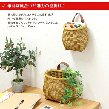 ラタン ぽっこり 壁掛け ハンギング バスケット M &S 2個セットかご バスケット 取っ手 壁掛け 籐 カゴ かご ラタン バスケット籐 の かご ラタン 収納 壁掛け 収納 ウォールポケット ハンギング ポット レターラック 藤 鉢カバー 収納ボックス 北欧雑貨 北欧 雑貨