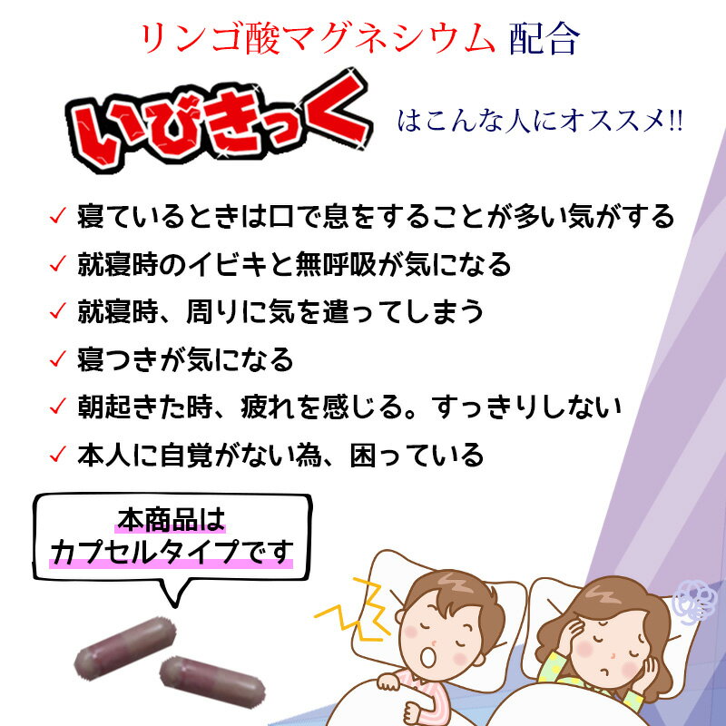 【いびきっく 1袋40粒入 サプリでいびき対策】いびき リンゴ酸マグネシウム いびき防止サプリ 鼻呼吸 イビキ サプリメント 快眠 いびき改善グッズ 鼻呼吸 健康 タブレット カプセル プチギフト 睡眠 アイテム 3