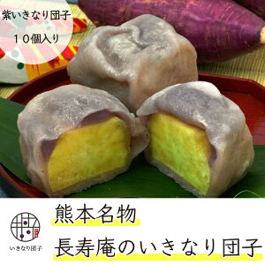 【熊本のお土産】紫いきなり団子　10個入り 【長寿庵】【熊本名物】熊本銘菓　肥後銘菓　芋 さつまいも サツマイモ　お菓子　和菓子　お茶菓子　プチギフト 紫芋 お土産 プレゼント　贈り物　お取り寄せ 紫いも 出産内祝い 結婚祝い お中元 父の日 送料無料