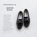 TEMPERATE テンパレイト AUSTIN オースティン チェーン付き ローファー フラット レディース ブラック シルバーチェーン 晴雨兼用 雨の日 晴れの日 普段 デイリー リゾート プール ビーチ 旅行 ラバーサンダル 雨靴 雨 梅雨 レイン チェーン ラバーシューズ ラバー素材 PVC