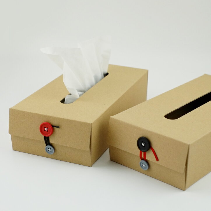 concrete craft コンクリートクラフト Button Tissue Box 【 ティッシュ ボックス ケース ペーパーティッシュBOX 紙 紙製 折りたたみ インテリア 収納 シンプル おしゃれ craft_one クラフトワン ダンボール生地 】