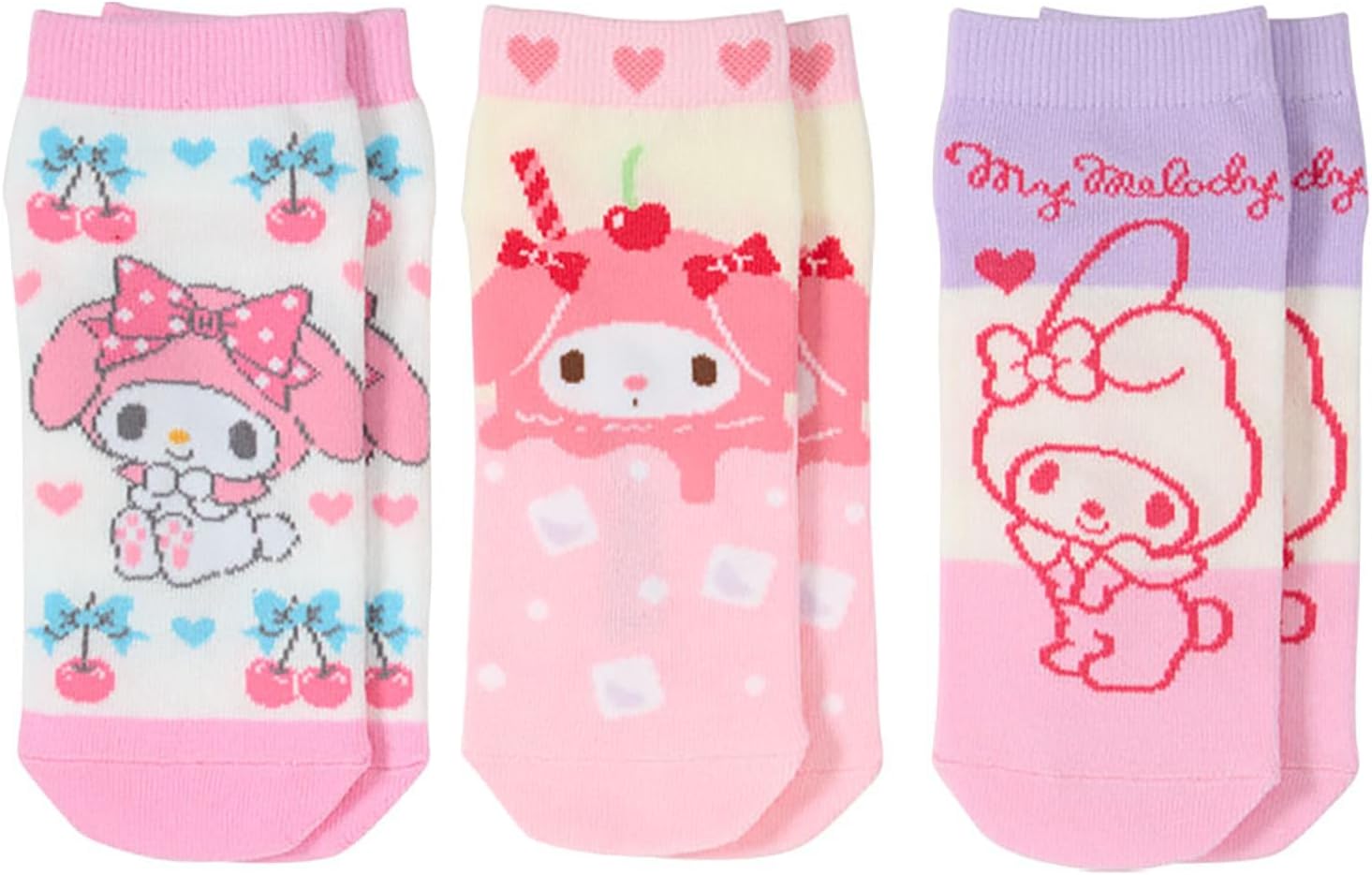 【レビュー投稿で次回使えるクーポンプレゼント中！】サンリオ SANRIO キッズスニーカーソックス3足セット 靴下 子供 16-18cm マイメロディ マイメロちゃん my melody 689386