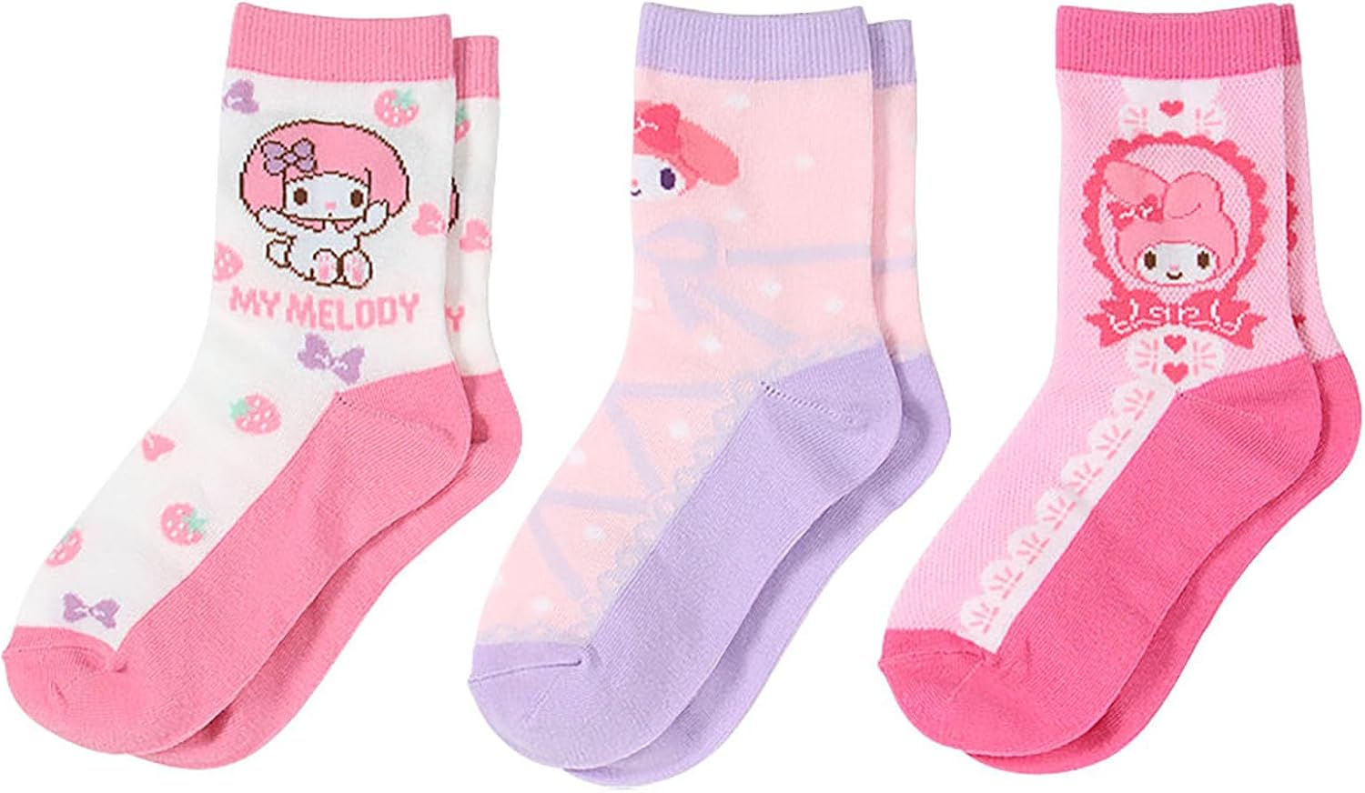 乐天商城 - 【レビュー投稿で次回使えるクーポンプレゼント中！】サンリオ SANRIO キッズソックス3足セット 靴下 16-18cm マイメロディ マイメロちゃん 子供 689220