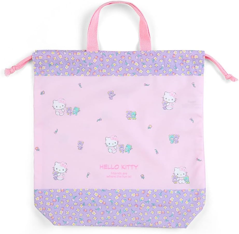乐天商城 - 【レビュー投稿で次回使えるクーポンプレゼント中！】サンリオ SANRIO ハローキティ キティちゃん 持ち手付き巾着 巾着袋 体操着袋 花 255815 子供 キッズ