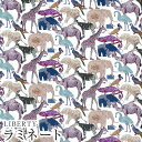 LIBERTYリバティプリント 国産つや消しラミネート(ビニールコーティング生地)＜Queue for the Zoo＞(キューフォーザズー)MATLAMI3634160DE